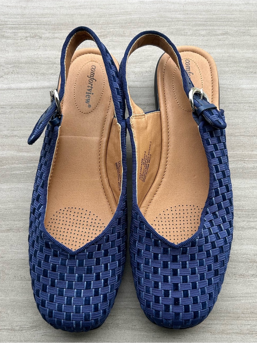 Comfortview Women’s Marta Slingback Flats Woven Fabric Size 12W